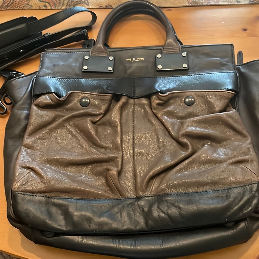 rag and bone large brown leather pilot handbag